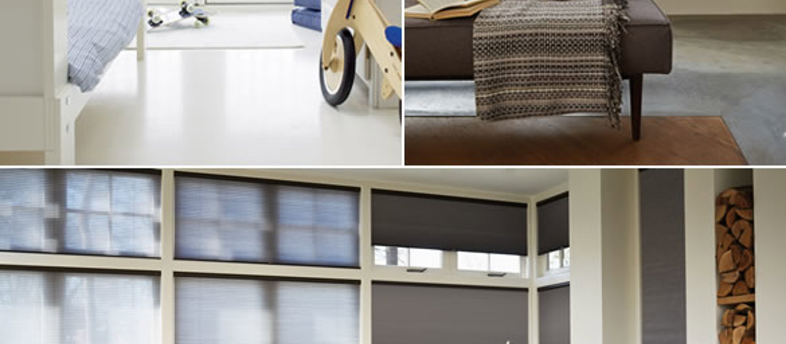 Modern home interiors with large windows fitted with Duette energy saving blinds